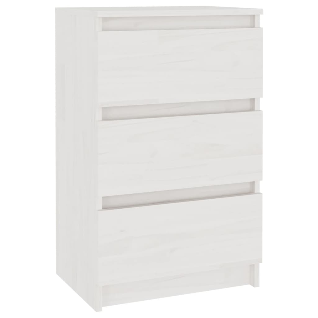 vidaXL Bedside Cabinet White 40x29.5x64 cm Solid Pine Wood