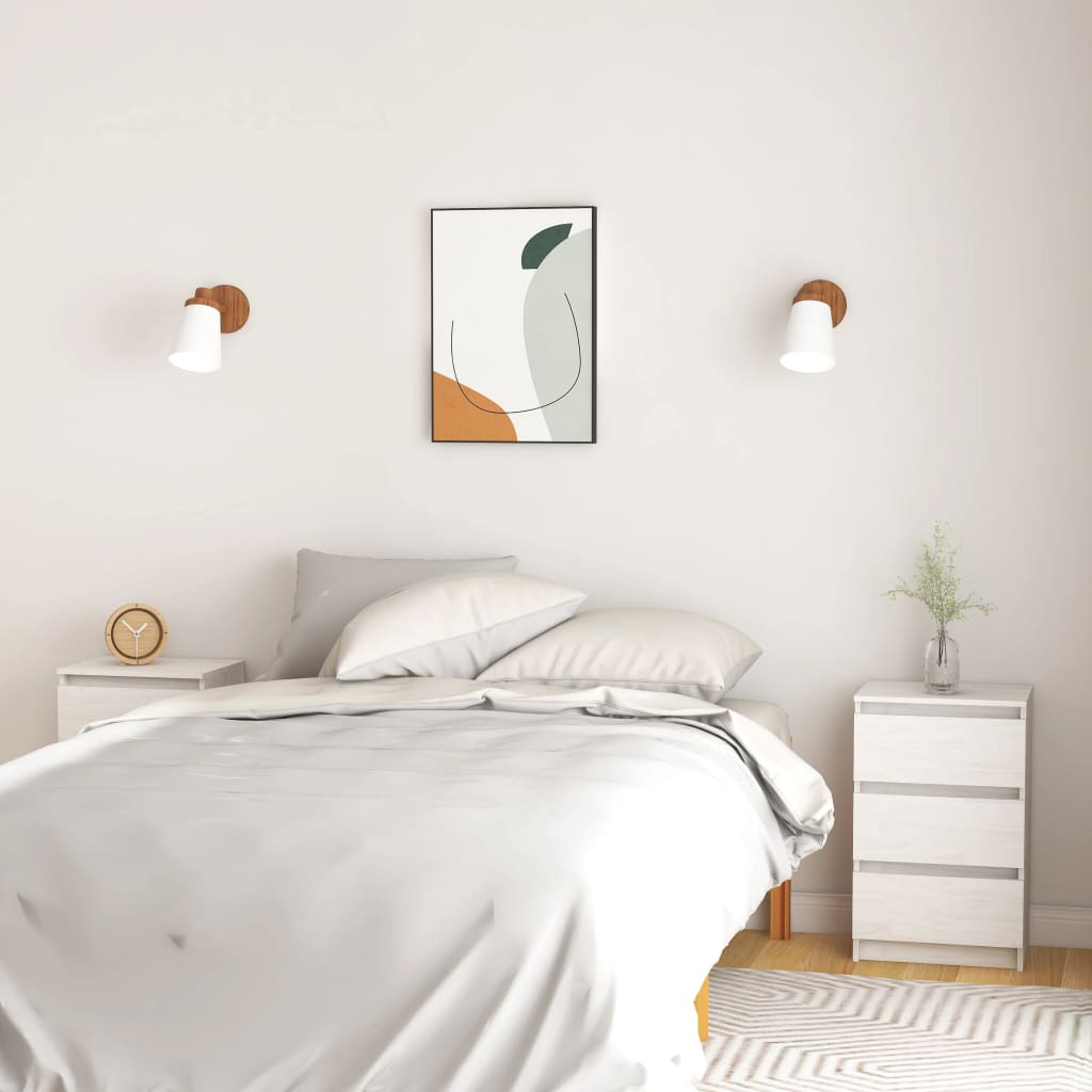 vidaXL Bedside Cabinets 2 pcs White 40x29.5x64 cm Solid Pine Wood