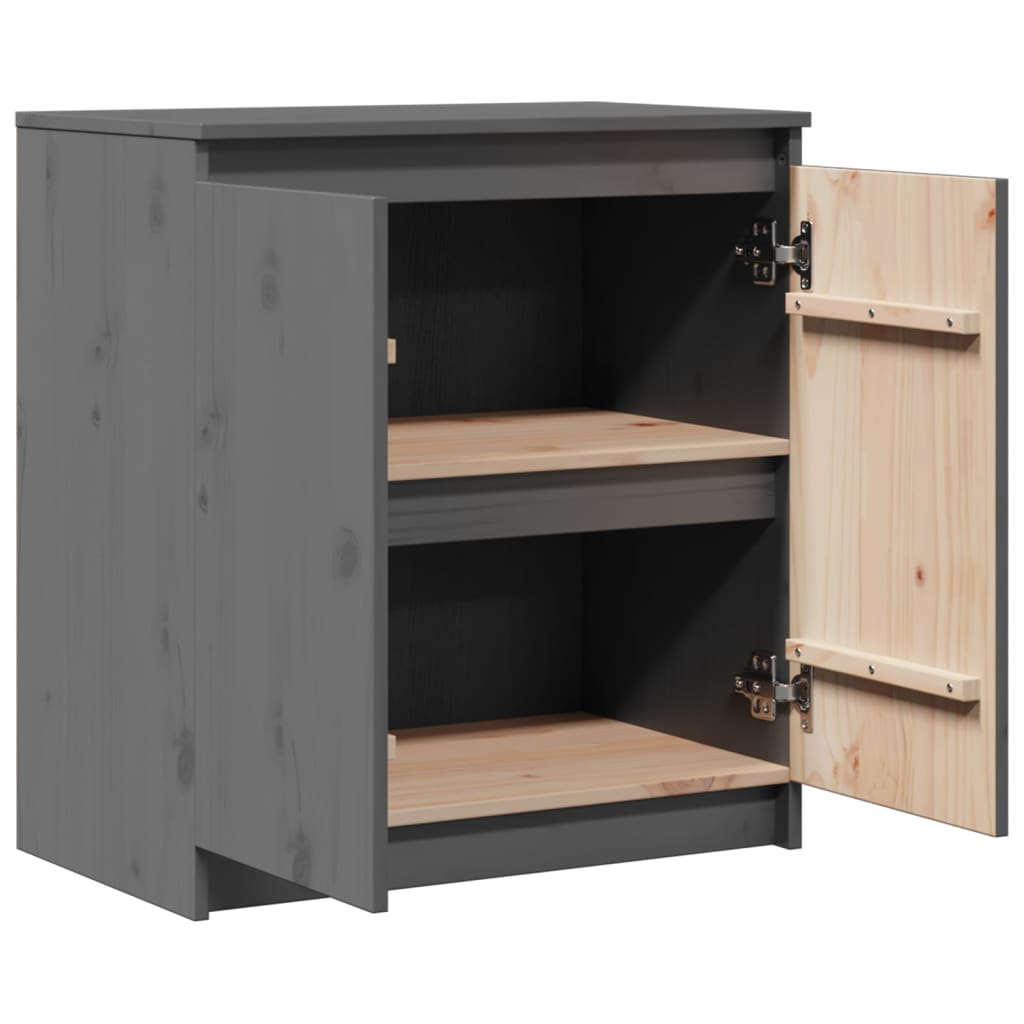 vidaXL Side Cabinet Grey 60x36x65 cm Solid Pinewood