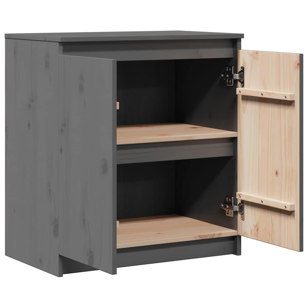 vidaXL Side Cabinet Grey 60x36x65 cm Solid Wood Pine