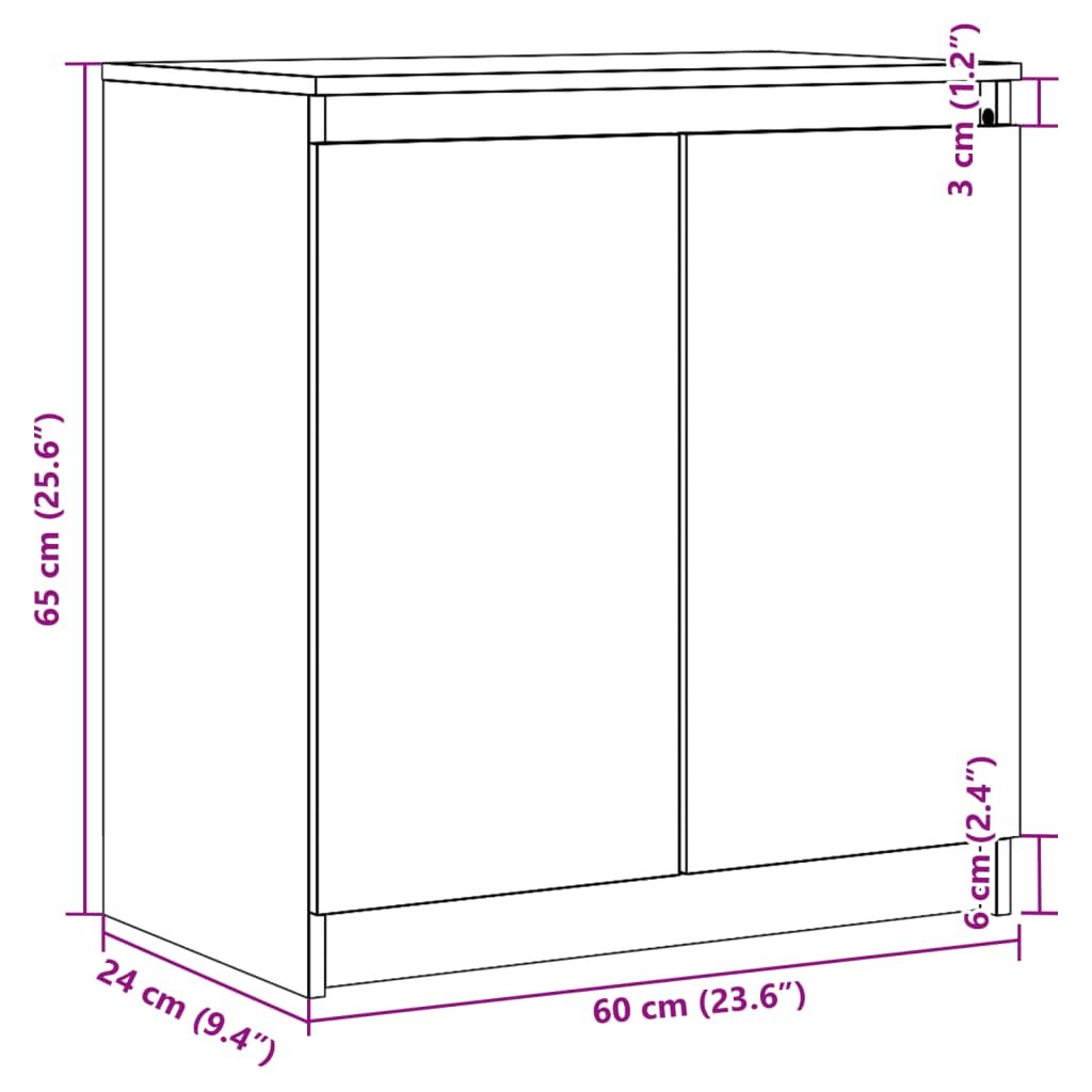 vidaXL Side Cabinet Grey 60x36x65 cm Solid Pinewood