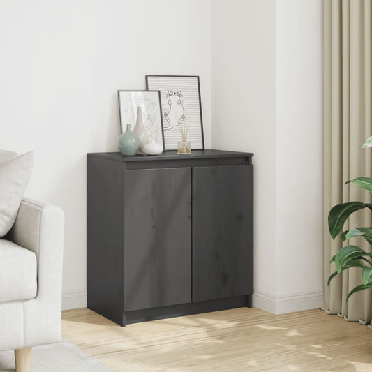 vidaXL Side Cabinet Grey 60x36x65 cm Solid Pinewood