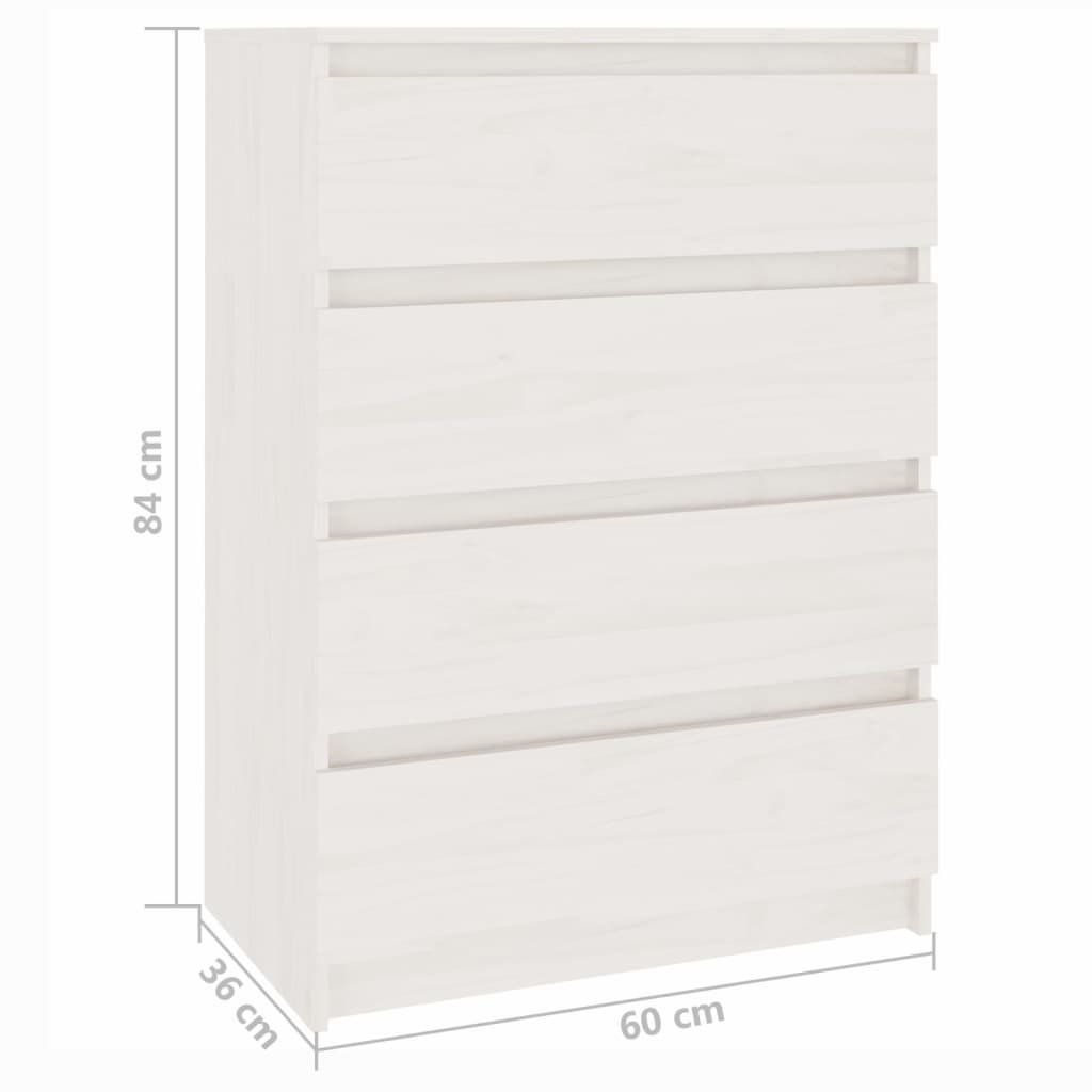 vidaXL Side Cabinet White 60x36x84 cm Solid Pinewood