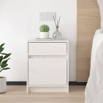 vidaXL Bedside Cabinet White 40x31x50 cm Solid Pinewood