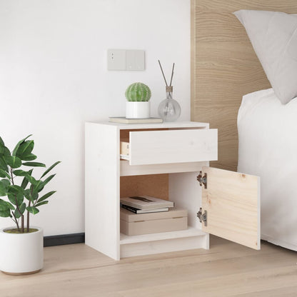 vidaXL Bedside Cabinet White 40x31x50 cm Solid Pinewood