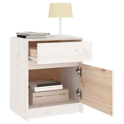 vidaXL Bedside Cabinet White 40x31x50 cm Solid Pinewood