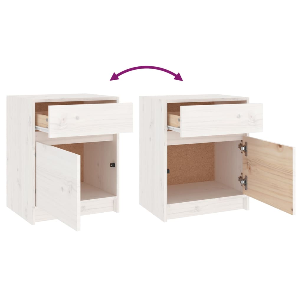 vidaXL Bedside Cabinet White 40x31x50 cm Solid Pinewood