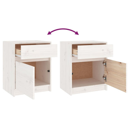 vidaXL Bedside Cabinet White 40x31x50 cm Solid Pinewood