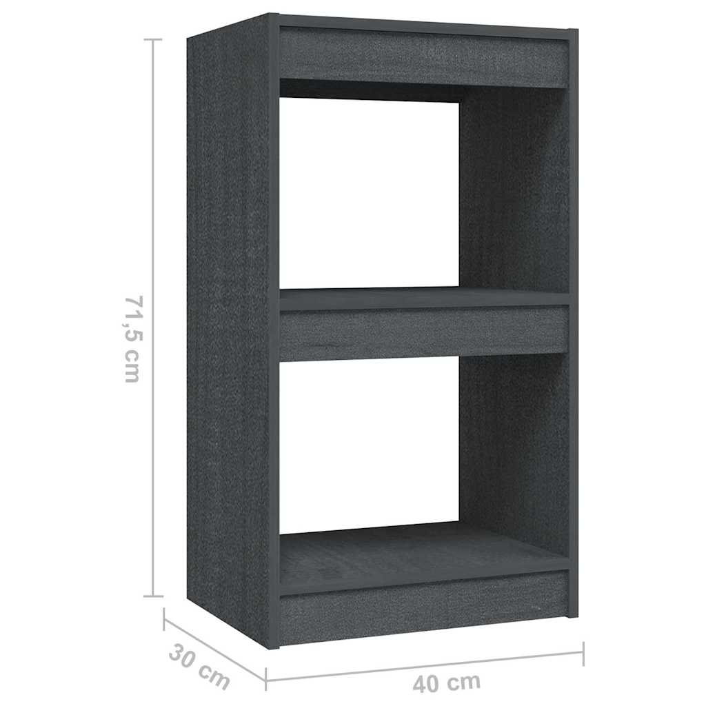 808135 vidaXL Book Cabinet Grey 40x30x71,5 cm Solid Wood Pine