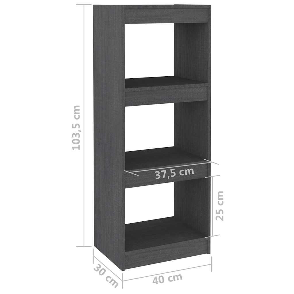 vidaXL Book Cabinet/Room Divider Grey 40x30x103,5 cm Solid Wood Pine