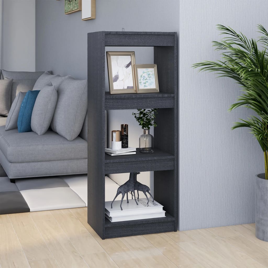 vidaXL Book Cabinet/Room Divider Grey 40x30x103,5 cm Solid Wood Pine