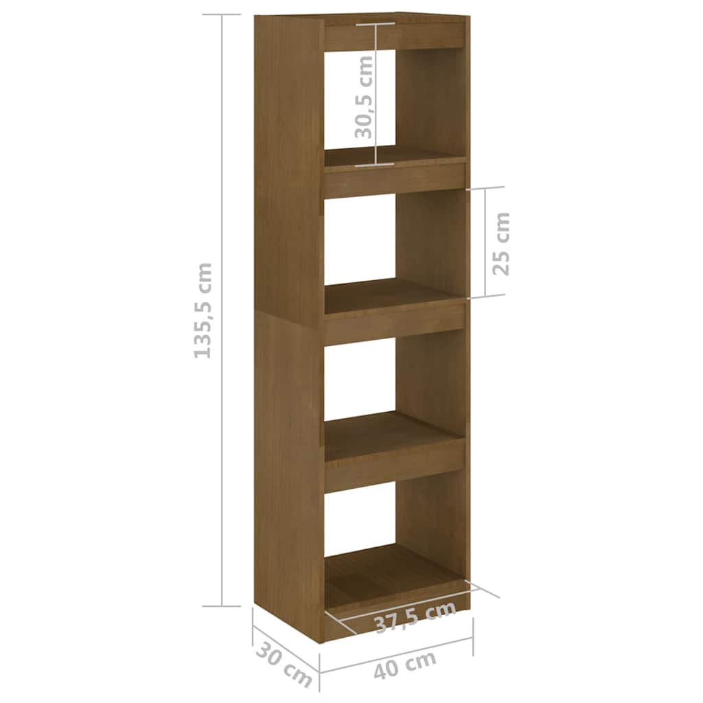 808146 vidaXL Book Cabinet Room Divider Honey Brown 40x30x135,5 cm Solid Wood Pine