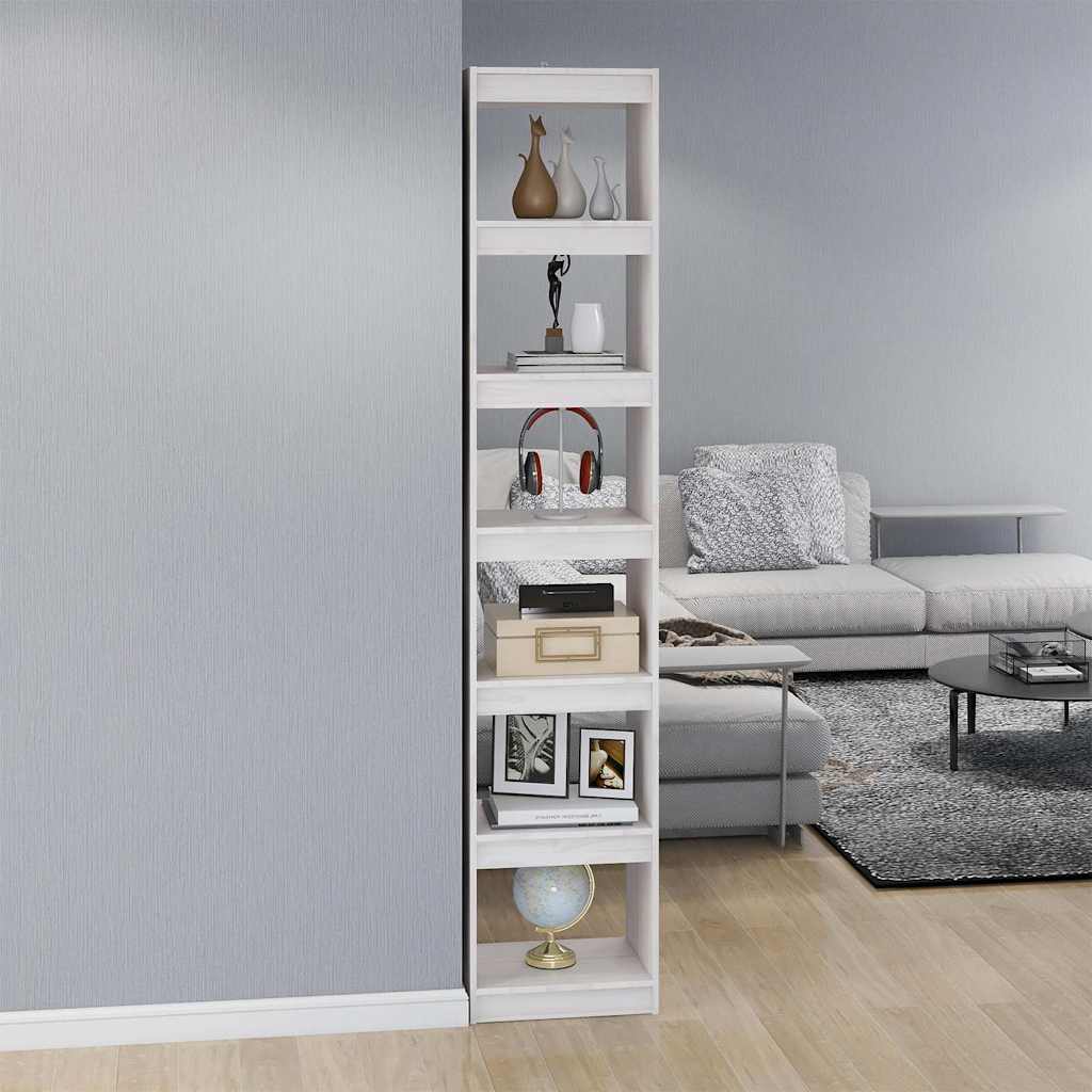 vidaXL Book Cabinet/Room Divider White 40x30x199 cm Solid Wood Pine