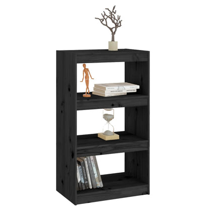 vidaXL Book Cabinet/Room Divider Black 60x30x103.5 cm Solid Wood Pine