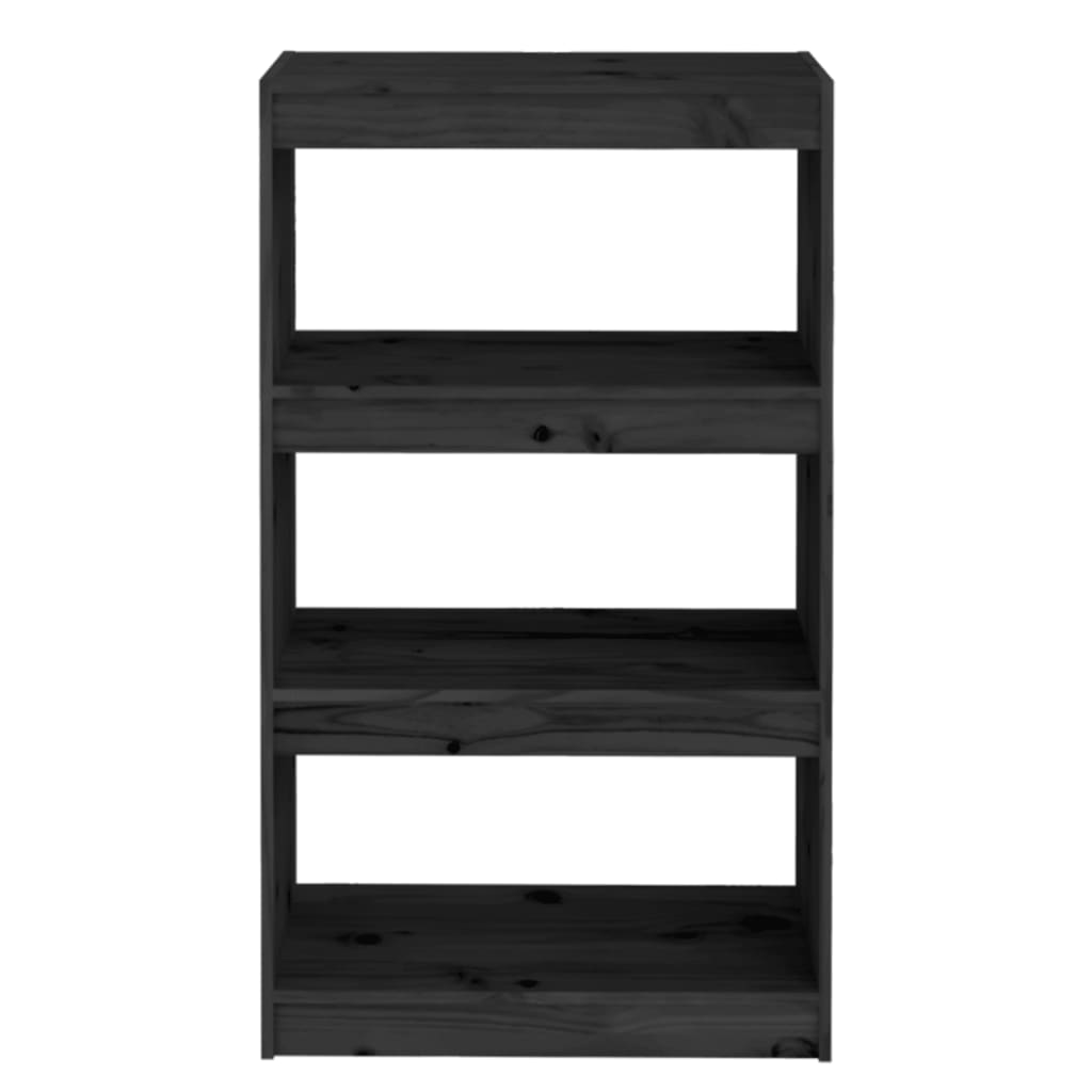 vidaXL Book Cabinet/Room Divider Black 60x30x103.5 cm Solid Wood Pine