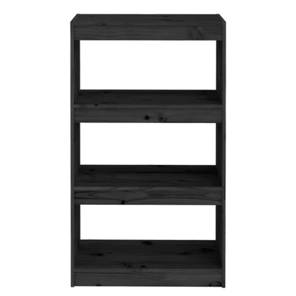vidaXL Book Cabinet/Room Divider Black 60x30x103.5 cm Solid Wood Pine