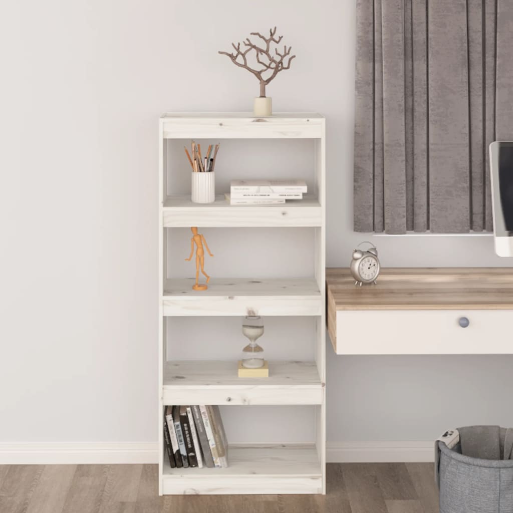 vidaXL Book Cabinet | White | Solid Pine Wood | Medium | Book Cabinet