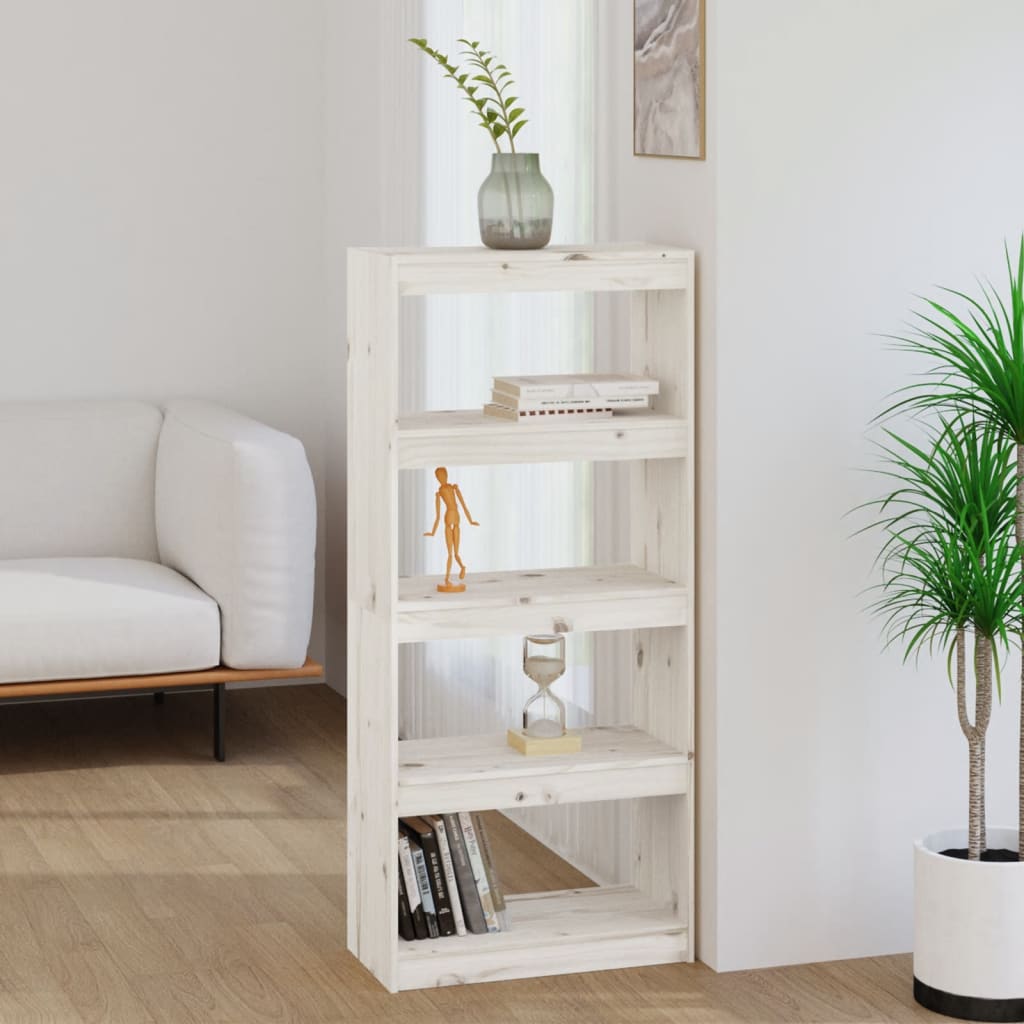 vidaXL Book Cabinet | White | Solid Pine Wood | Medium | Book Cabinet