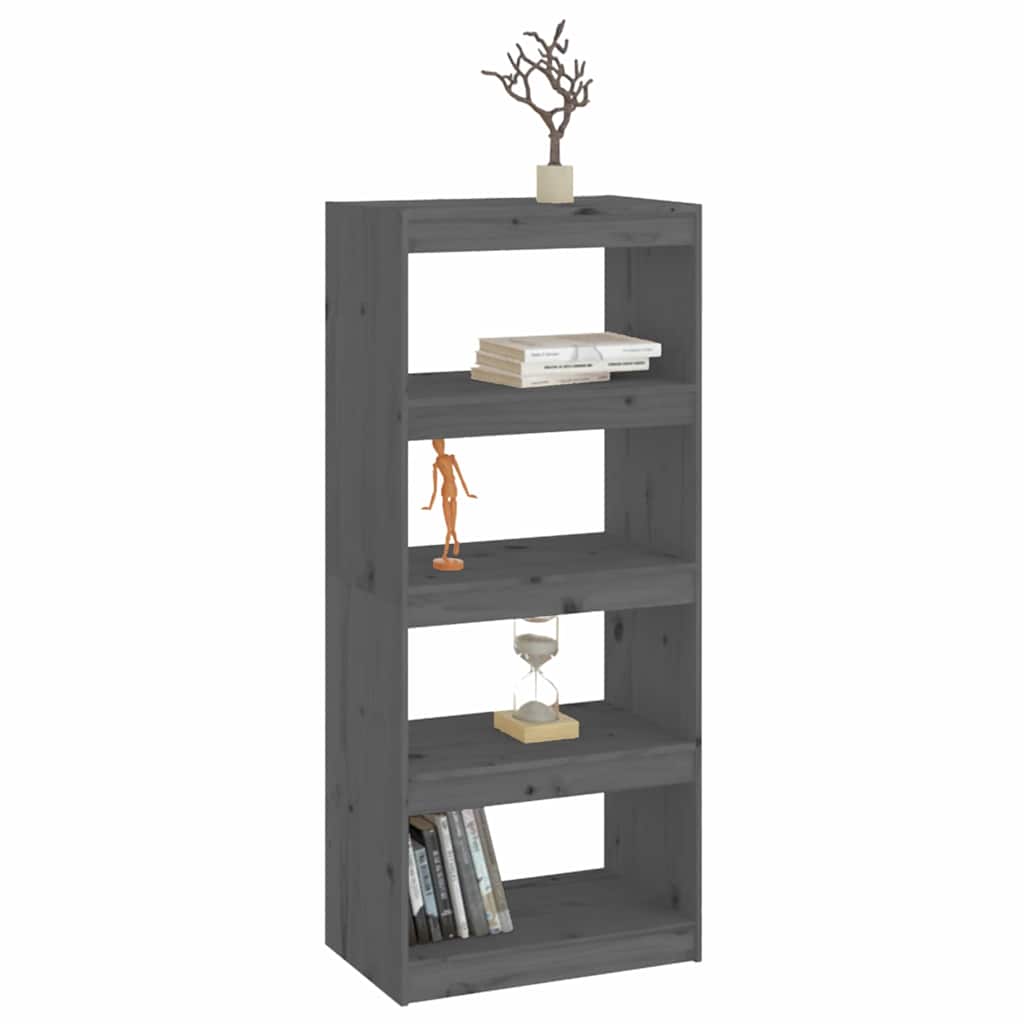 vidaXL Book Cabinet/Room Divider Grey 60x30x135,5 cm Solid Wood Pine