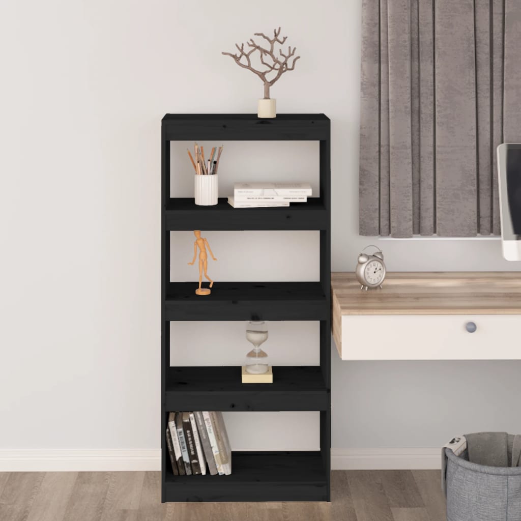 vidaXL Book Cabinet | Black | Solid Pine Wood | Medium | Book Cabinet