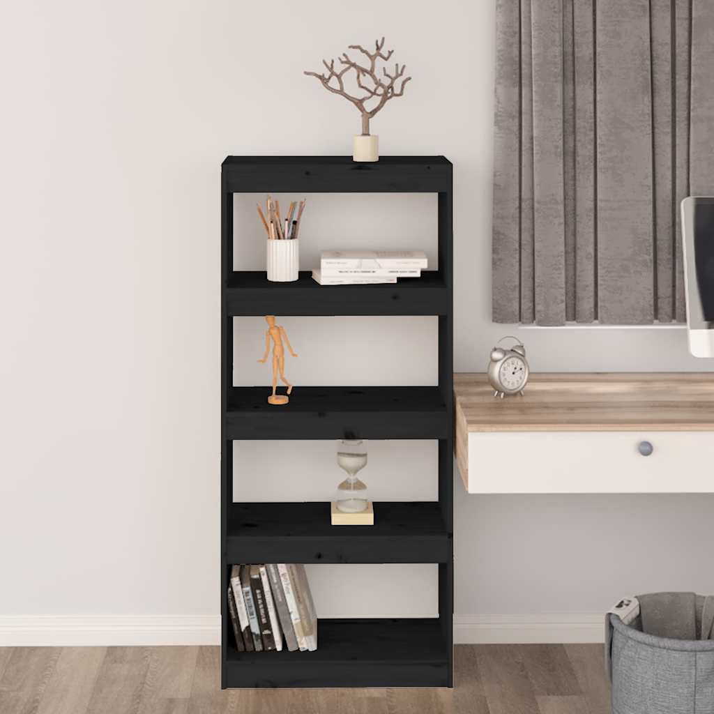 vidaXL Book Cabinet/Room Divider Black 60x30x135,5 cm Solid Wood Pine