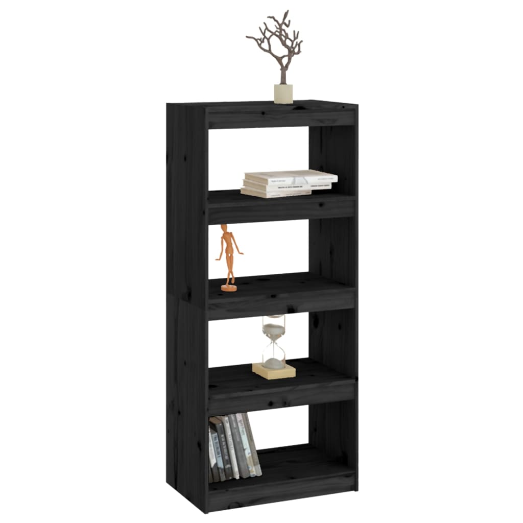 vidaXL Book Cabinet | Black | Solid Pine Wood | Medium | Book Cabinet