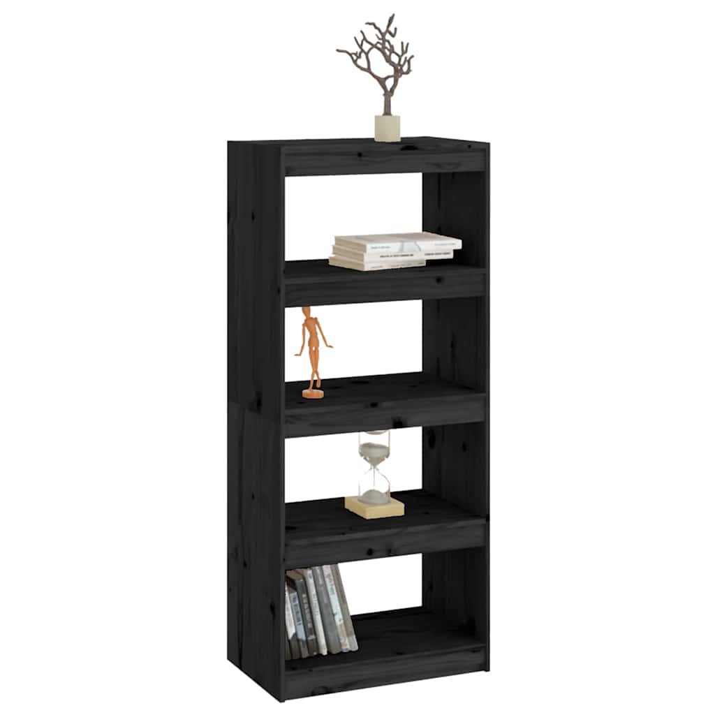 vidaXL Book Cabinet/Room Divider Black 60x30x135,5 cm Solid Wood Pine