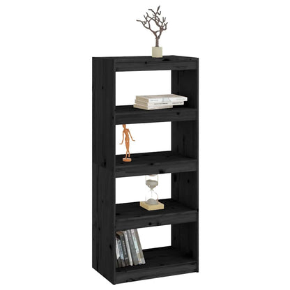 vidaXL Book Cabinet/Room Divider Black 60x30x135,5 cm Solid Wood Pine