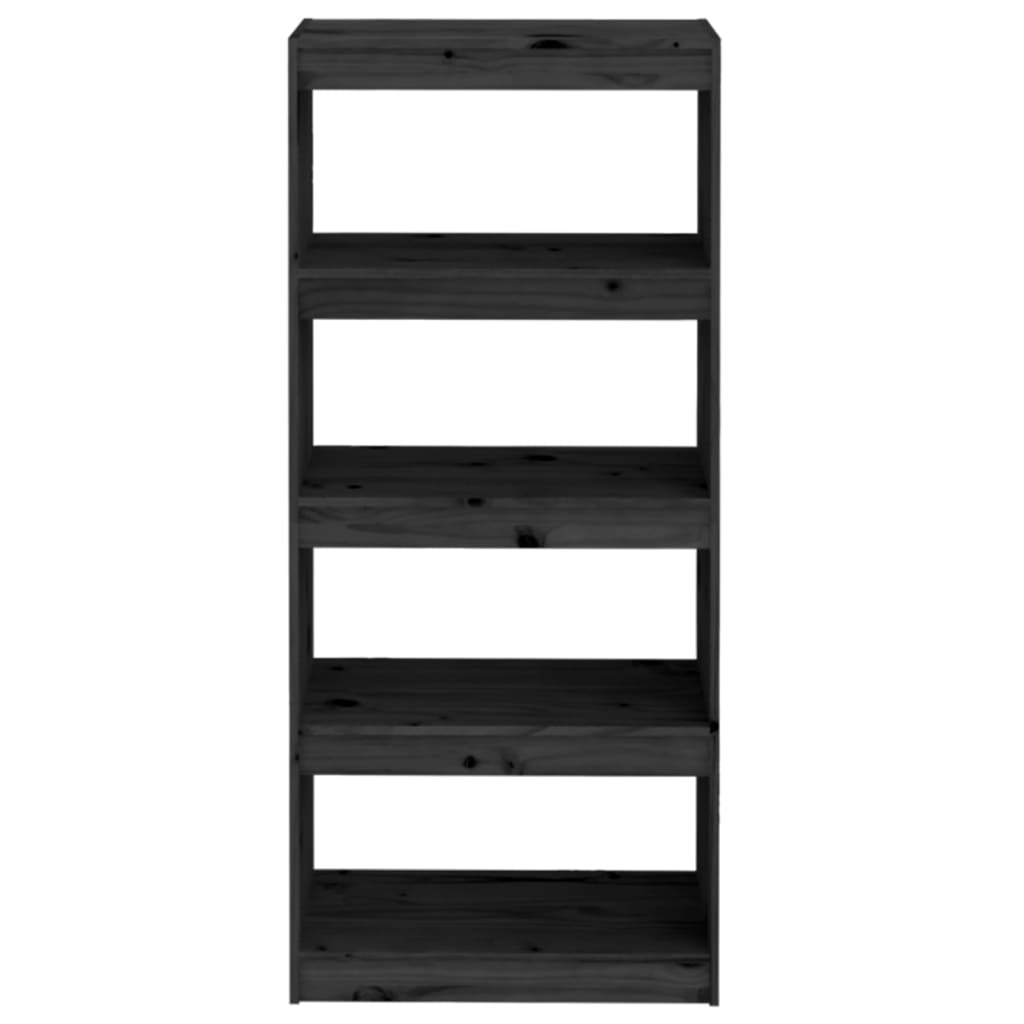 vidaXL Book Cabinet | Black | Solid Pine Wood | Medium | Book Cabinet