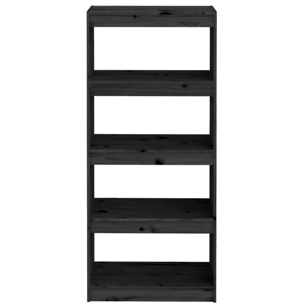 vidaXL Book Cabinet/Room Divider Black 60x30x135,5 cm Solid Wood Pine