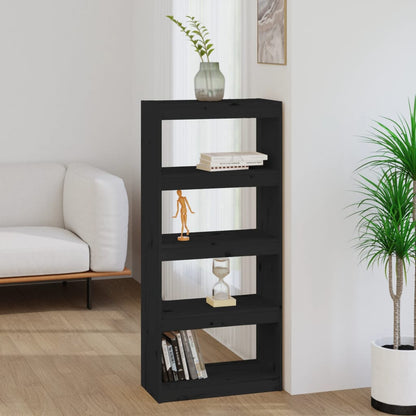 vidaXL Book Cabinet | Black | Solid Pine Wood | Medium | Book Cabinet