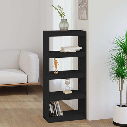 vidaXL Book Cabinet/Room Divider Black 60x30x135,5 cm Solid Wood Pine