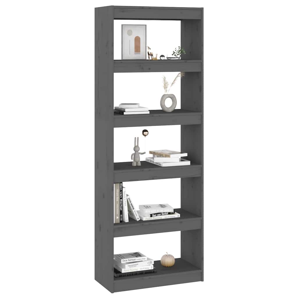 vidaXL Book Cabinet/Room Divider Grey 60x30x167,5 cm Solid Wood Pine