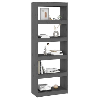 vidaXL Book Cabinet/Room Divider Grey 60x30x167,5 cm Solid Wood Pine