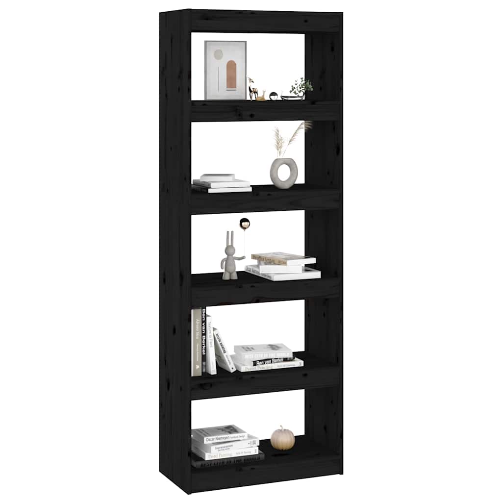 vidaXL Book Cabinet/Room Divider Black 60x30x167,5 cm Solid Wood Pine