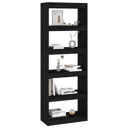 vidaXL Book Cabinet/Room Divider Black 60x30x167,5 cm Solid Wood Pine
