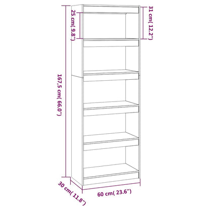 vidaXL Book Cabinet/Room Divider Black 60x30x167,5 cm Solid Wood Pine