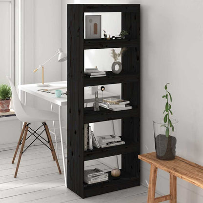 vidaXL Book Cabinet/Room Divider Black 60x30x167,5 cm Solid Wood Pine