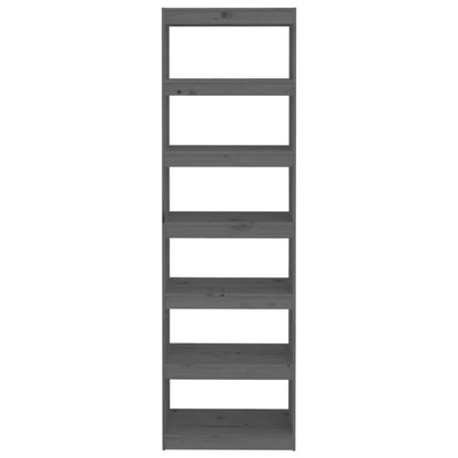 vidaXL Book Cabinet/Room Divider Grey 60x30x199.5 cm Solid Wood Pine