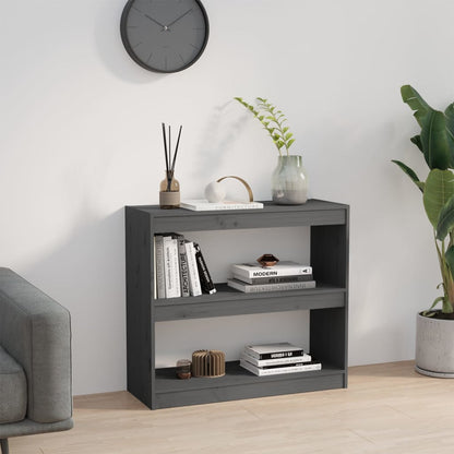 vidaXL Book Cabinet/Room Divider Grey 80x30x71.5 cm Solid Wood Pine