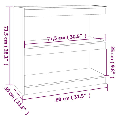 vidaXL Book Cabinet/Room Divider Grey 80x30x71.5 cm Solid Wood Pine