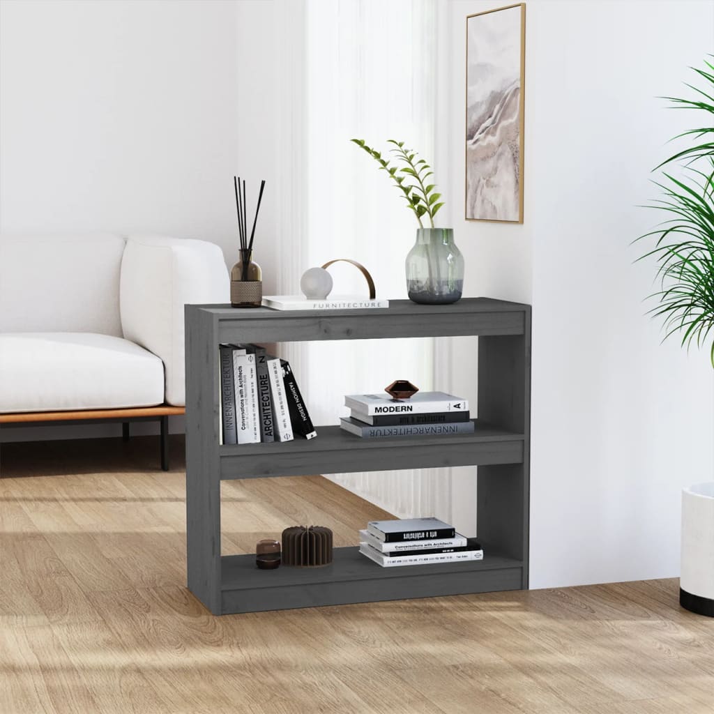 vidaXL Book Cabinet/Room Divider Grey 80x30x71.5 cm Solid Wood Pine