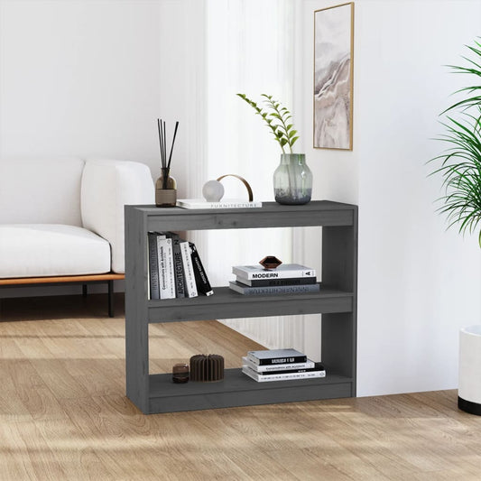 vidaXL Book Cabinet/Room Divider Grey 80x30x71,5 cm Solid Wood Pine