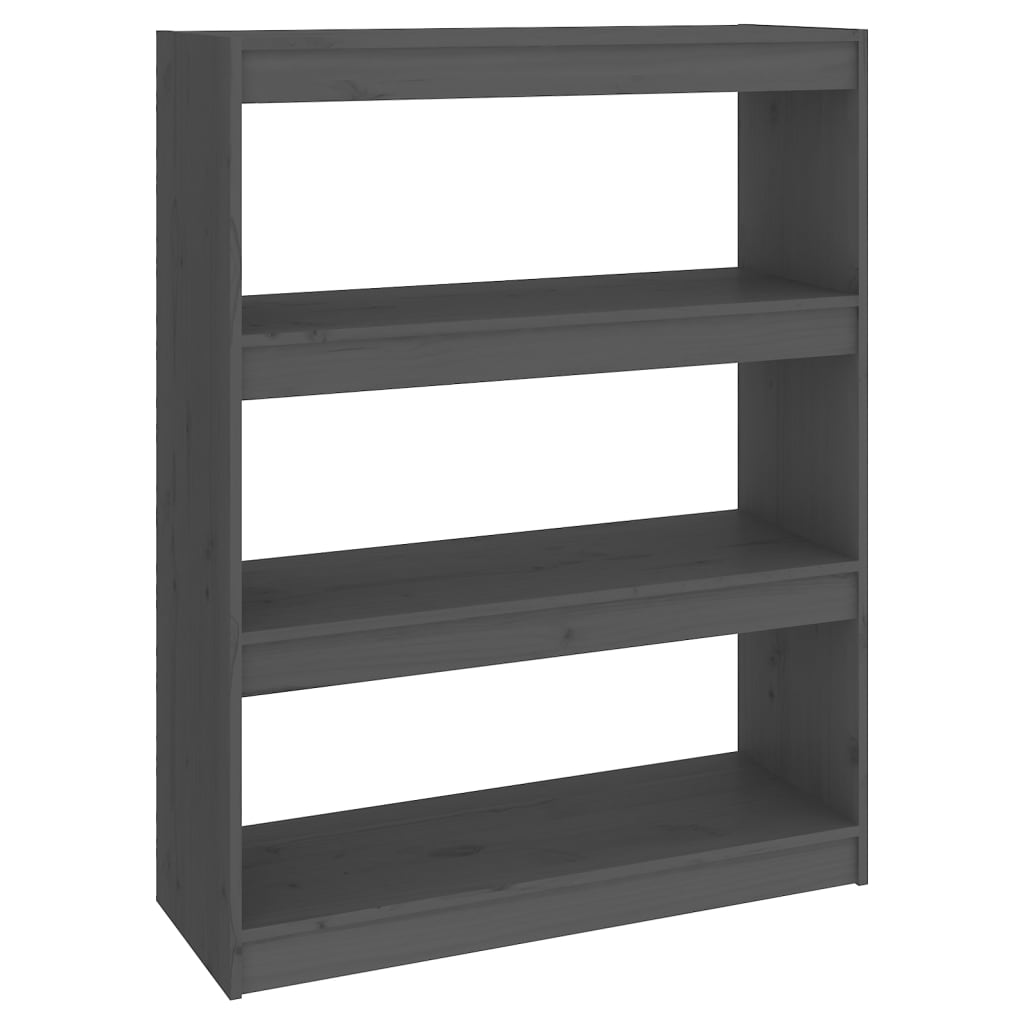 vidaXL Book Cabinet/Room Divider Grey 80x30x103.5 cm Solid Wood Pine