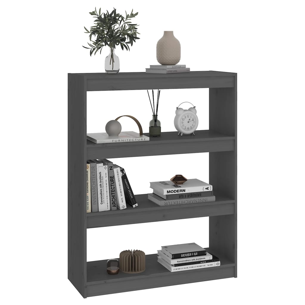 vidaXL Book Cabinet/Room Divider Grey 80x30x103.5 cm Solid Wood Pine