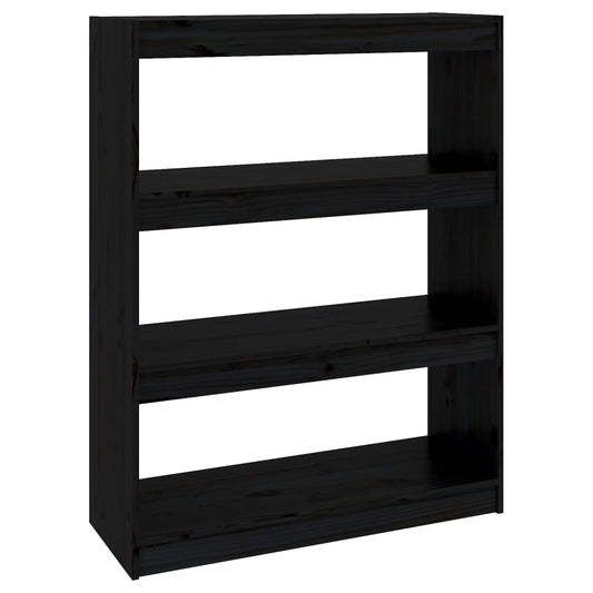 vidaXL Book Cabinet/Room Divider Black 80x30x103,5 cm Solid Wood Pine