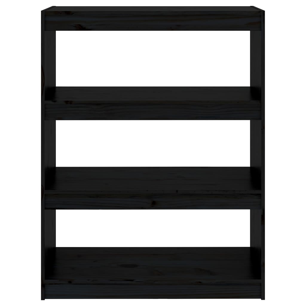 vidaXL Book Cabinet/Room Divider Black 80x30x103.5 cm Solid Wood Pine