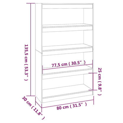 vidaXL Book Cabinet/Room Divider Grey 80x30x135.5 cm Solid Wood Pine