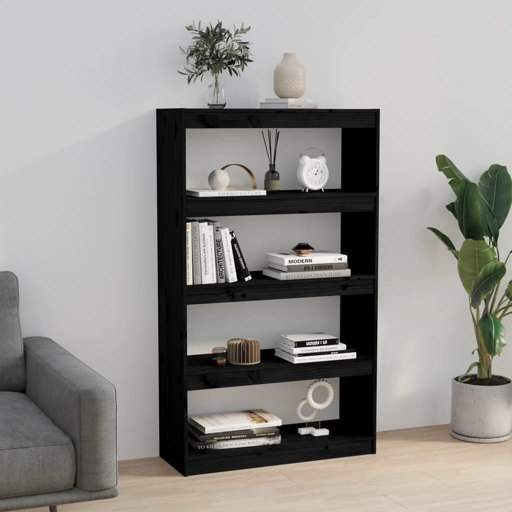 vidaXL Book Cabinet | Black | Solid pinewood | Medium | Book Cabinet