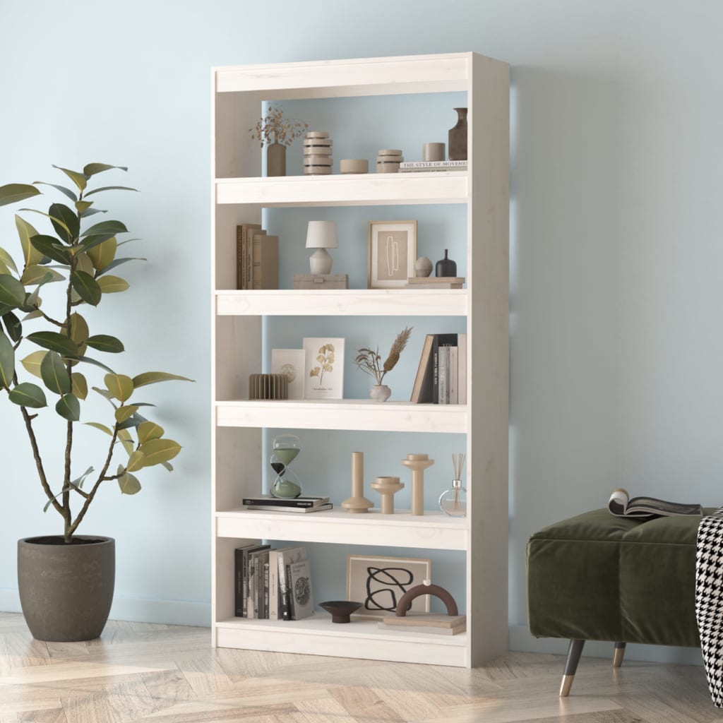 vidaXL Book Cabinet/Room Divider White 80x30x167.4 cm Solid Wood Pine